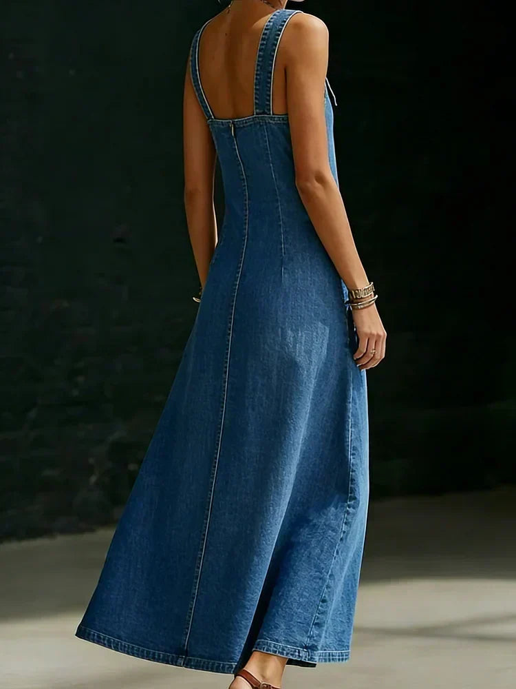 Niamh Long Button-Down Denim Dress - view 5
