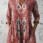 Elise Long Blouse with V-Neck, detail view