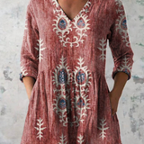 Elise Long Blouse with V-Neck, detail view