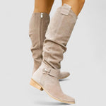 Georgiana, Knee-High Western Boots with Ruched Shaft
