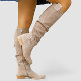 Georgiana, Knee-High Western Boots with Ruched Shaft