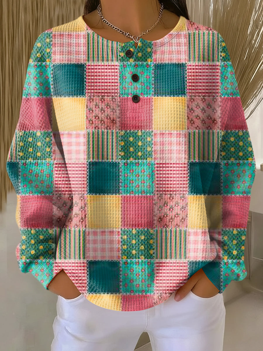 Nora Patchwork Jumper in Pink and Turquoise