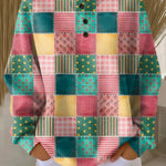Nora Patchwork Jumper in Pink and Turquoise