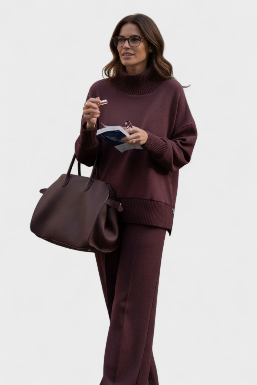 Agnes, Roll-Neck Knitted Top & Trousers Set