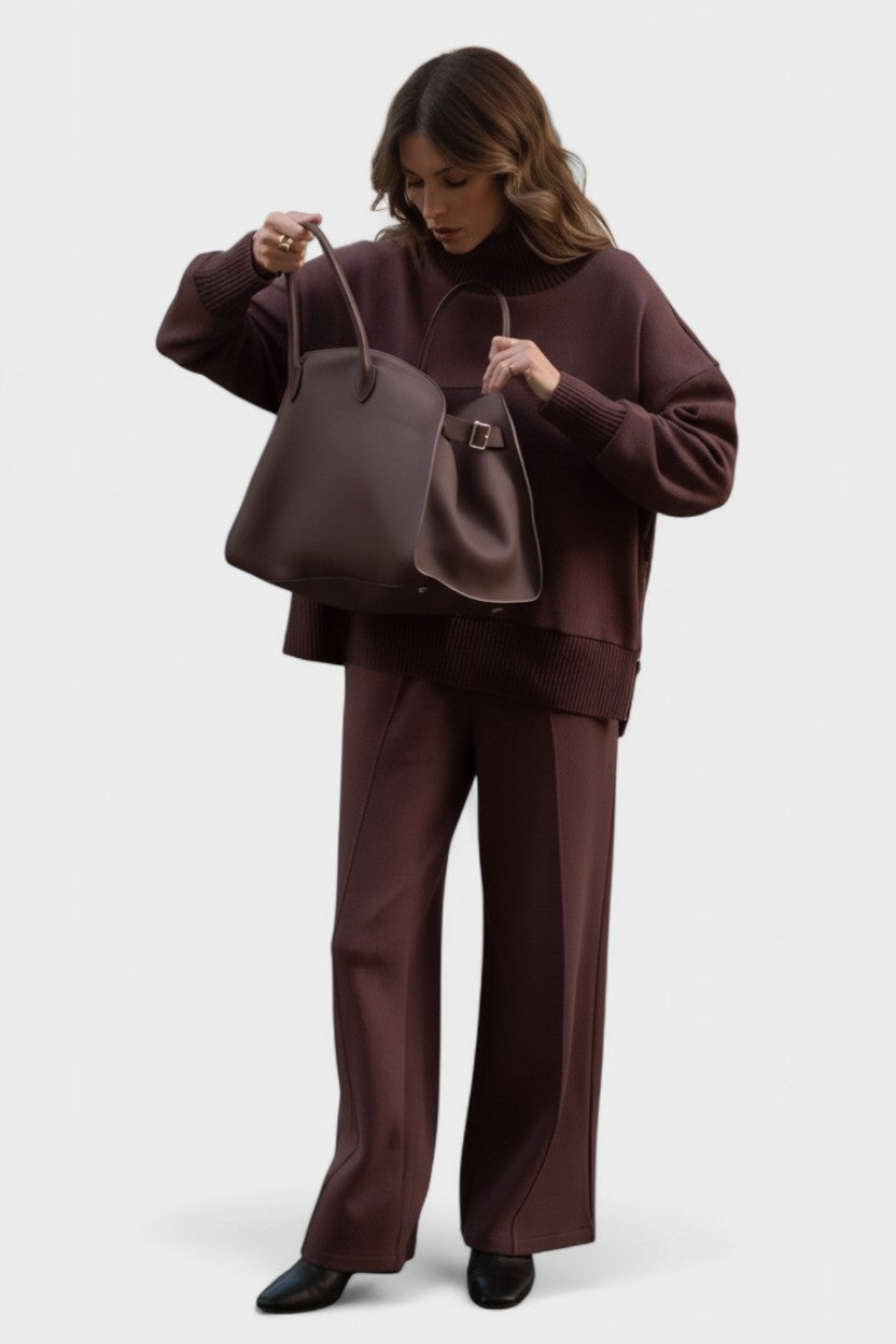 Agnes, Roll-Neck Knitted Top & Trousers Set