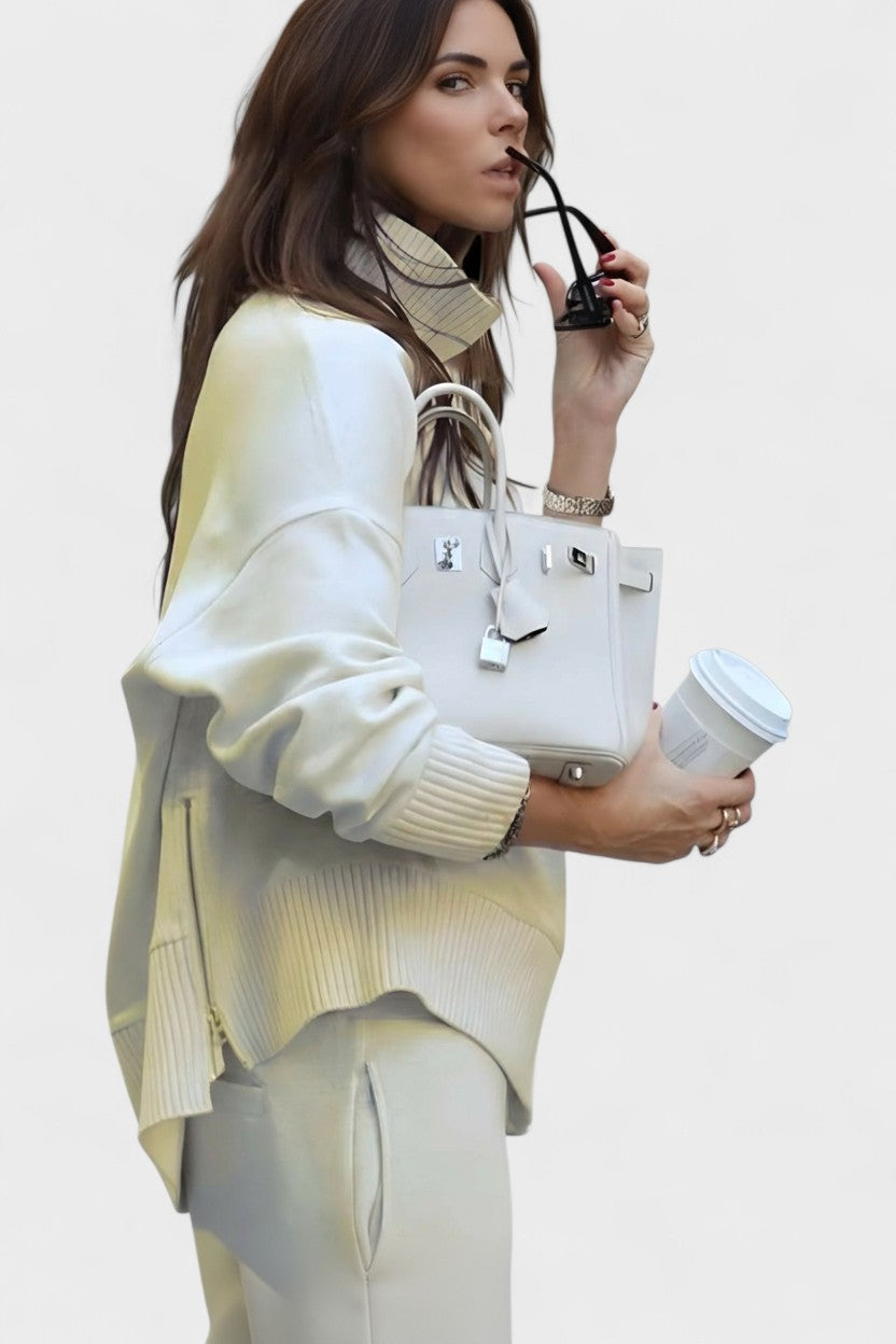 Agnes, Roll-Neck Knitted Top & Trousers Set