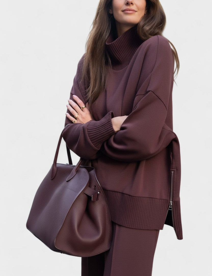 Agnes, Roll-Neck Knitted Top & Trousers Set