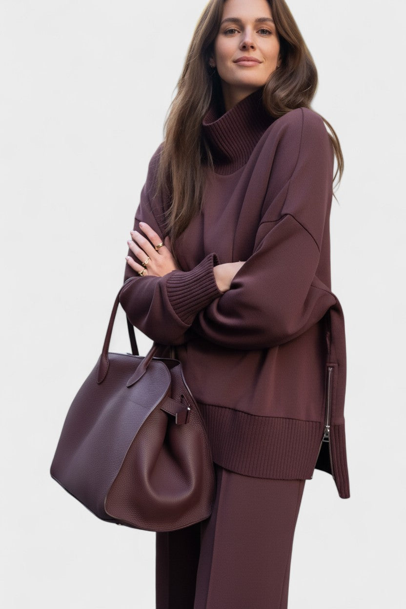 Agnes, Roll-Neck Knitted Top & Trousers Set