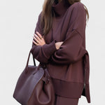Agnes, Roll-Neck Knitted Top & Trousers Set