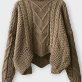 Roberta, Cable-Knit Jumper & Wide-Leg Knitted Trousers Set