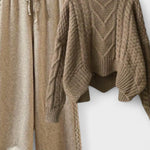 Roberta, Cable-Knit Jumper & Wide-Leg Knitted Trousers Set