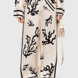 Amelia, Patterned Long-Sleeve Top & Wide-Leg Trousers Set