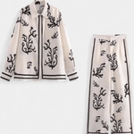 Amelia, Patterned Long-Sleeve Top & Wide-Leg Trousers Set