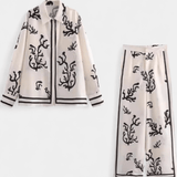 Amelia, Patterned Long-Sleeve Top & Wide-Leg Trousers Set