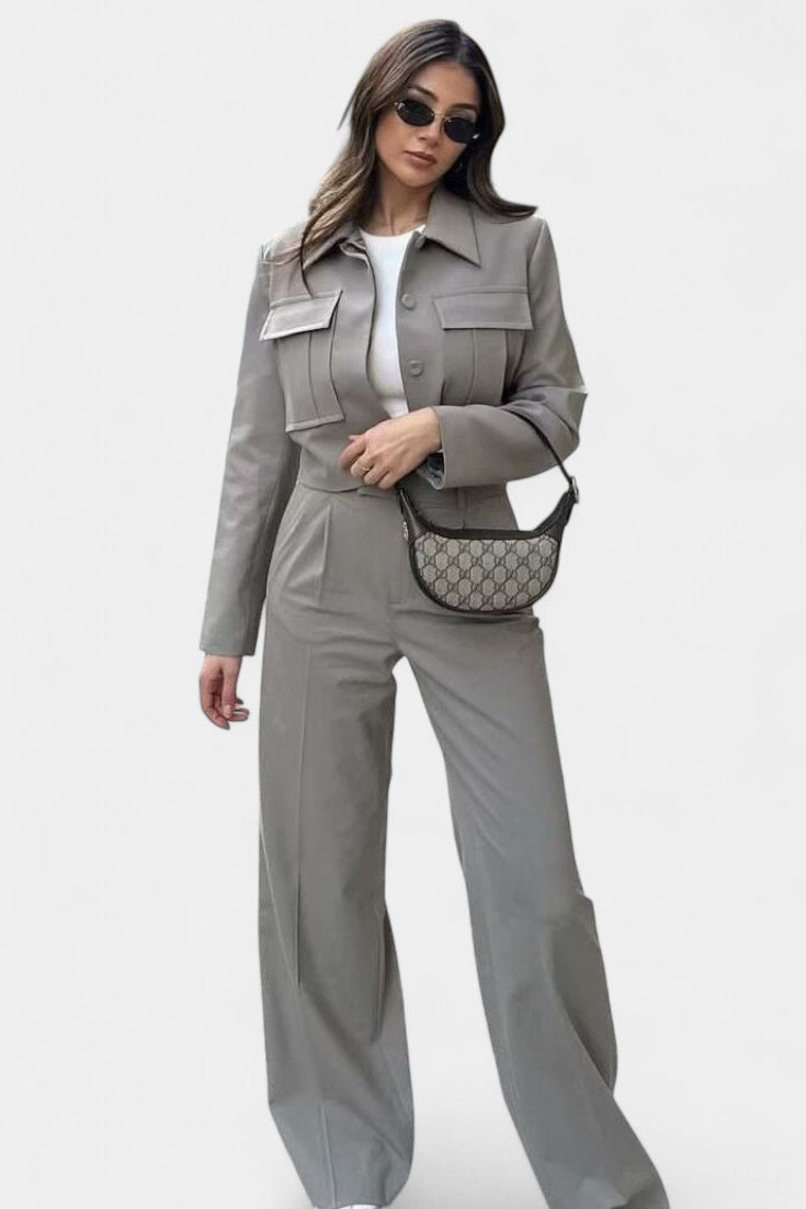 Anna, Cropped Jacket & Wide-Leg Trousers Set