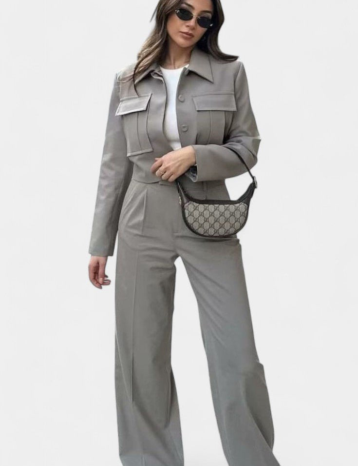 Anna, Cropped Jacket & Wide-Leg Trousers Set