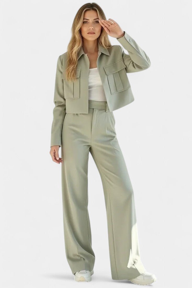 Anna, Cropped Jacket & Wide-Leg Trousers Set