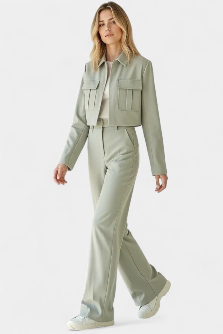 Anna, Cropped Jacket & Wide-Leg Trousers Set