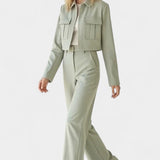 Anna, Cropped Jacket & Wide-Leg Trousers Set