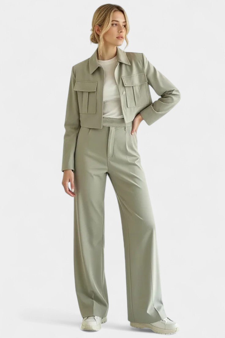 Anna, Cropped Jacket & Wide-Leg Trousers Set