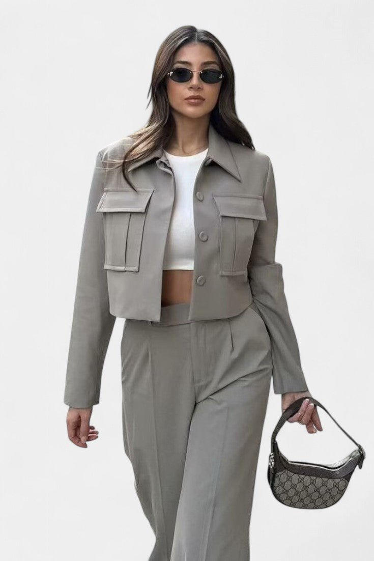 Anna, Cropped Jacket & Wide-Leg Trousers Set