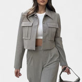 Anna, Cropped Jacket & Wide-Leg Trousers Set