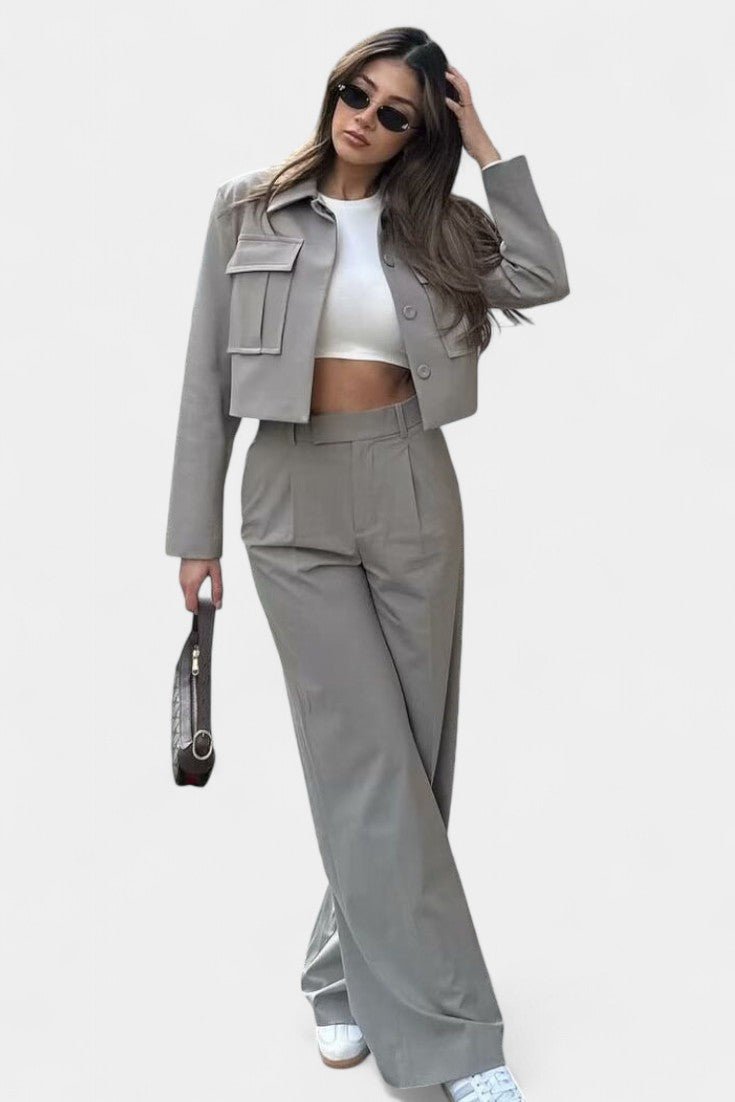 Anna, Cropped Jacket & Wide-Leg Trousers Set