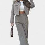 Anna, Cropped Jacket & Wide-Leg Trousers Set