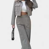 Anna, Cropped Jacket & Wide-Leg Trousers Set