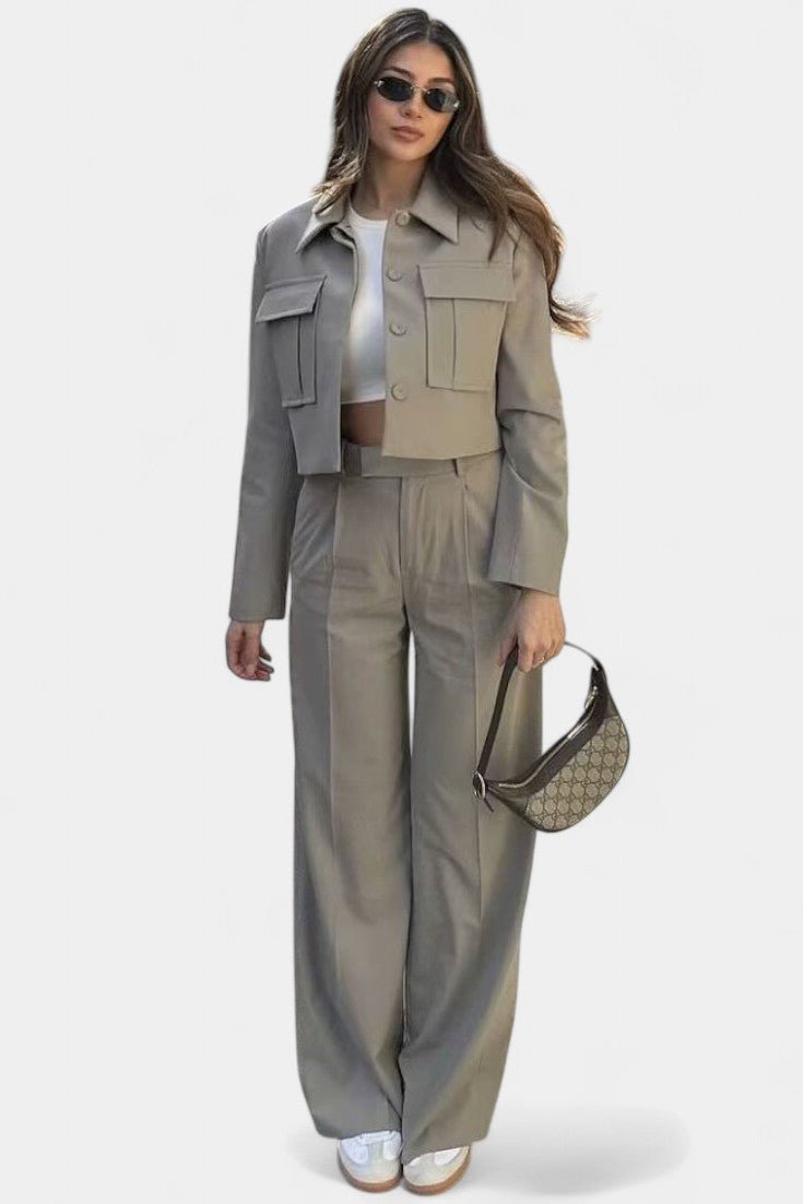 Anna, Cropped Jacket & Wide-Leg Trousers Set