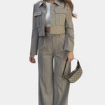Anna, Cropped Jacket & Wide-Leg Trousers Set