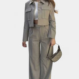 Anna, Cropped Jacket & Wide-Leg Trousers Set