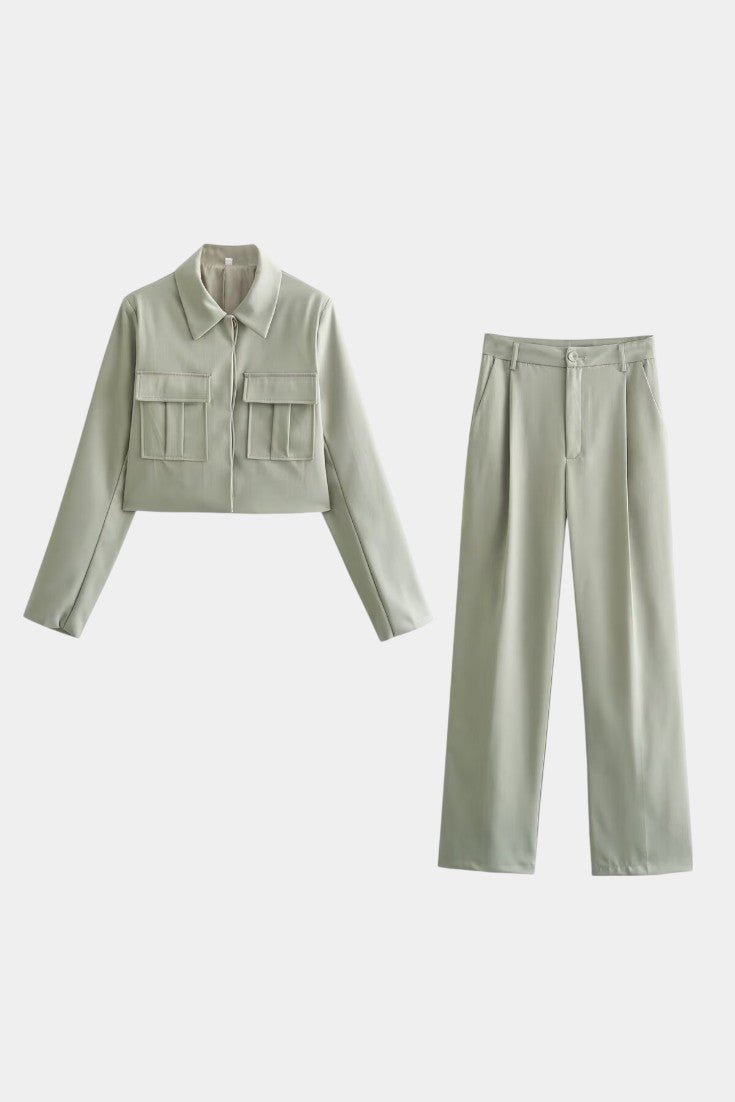 Anna, Cropped Jacket & Wide-Leg Trousers Set