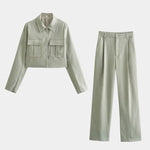 Anna, Cropped Jacket & Wide-Leg Trousers Set