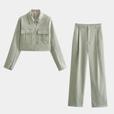 Anna, Cropped Jacket & Wide-Leg Trousers Set