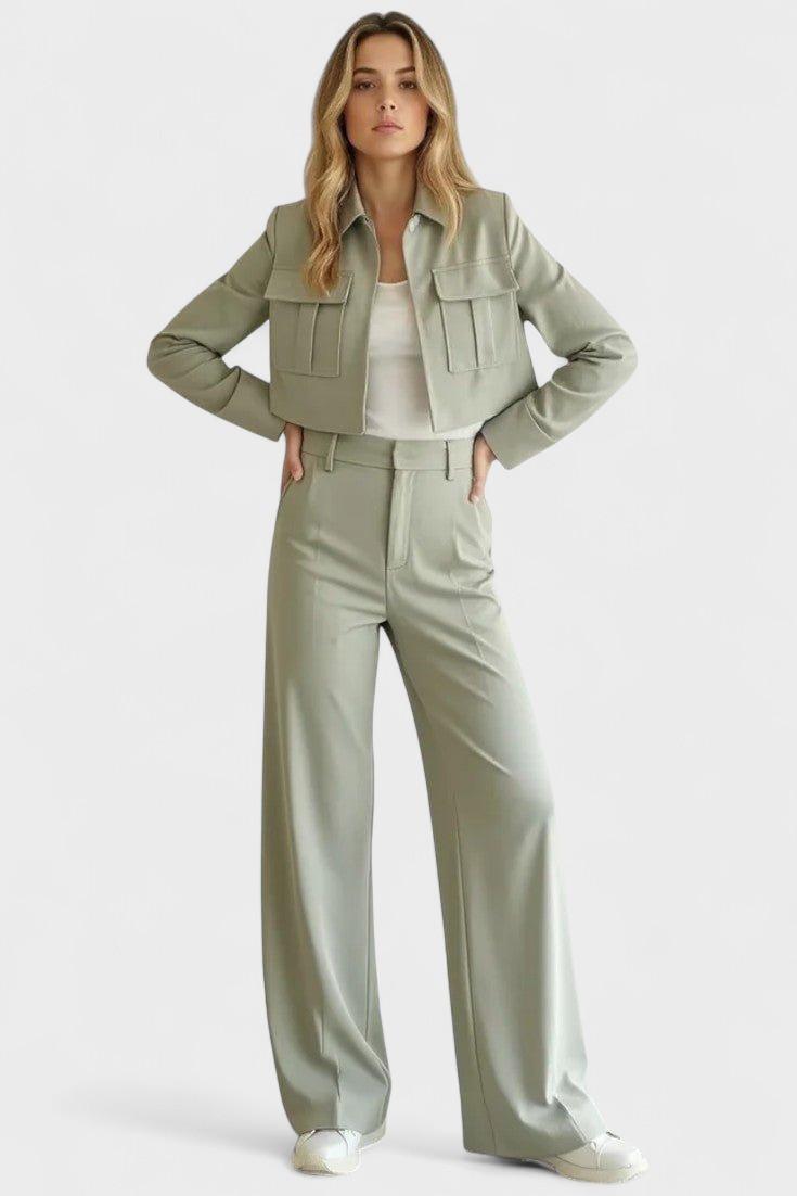 Anna, Cropped Jacket & Wide-Leg Trousers Set