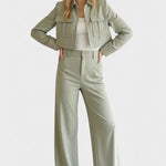 Anna, Cropped Jacket & Wide-Leg Trousers Set