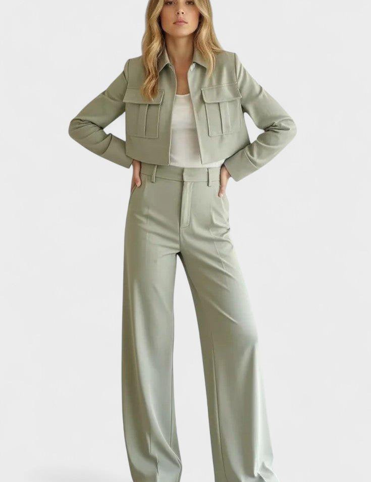 Anna, Cropped Jacket & Wide-Leg Trousers Set