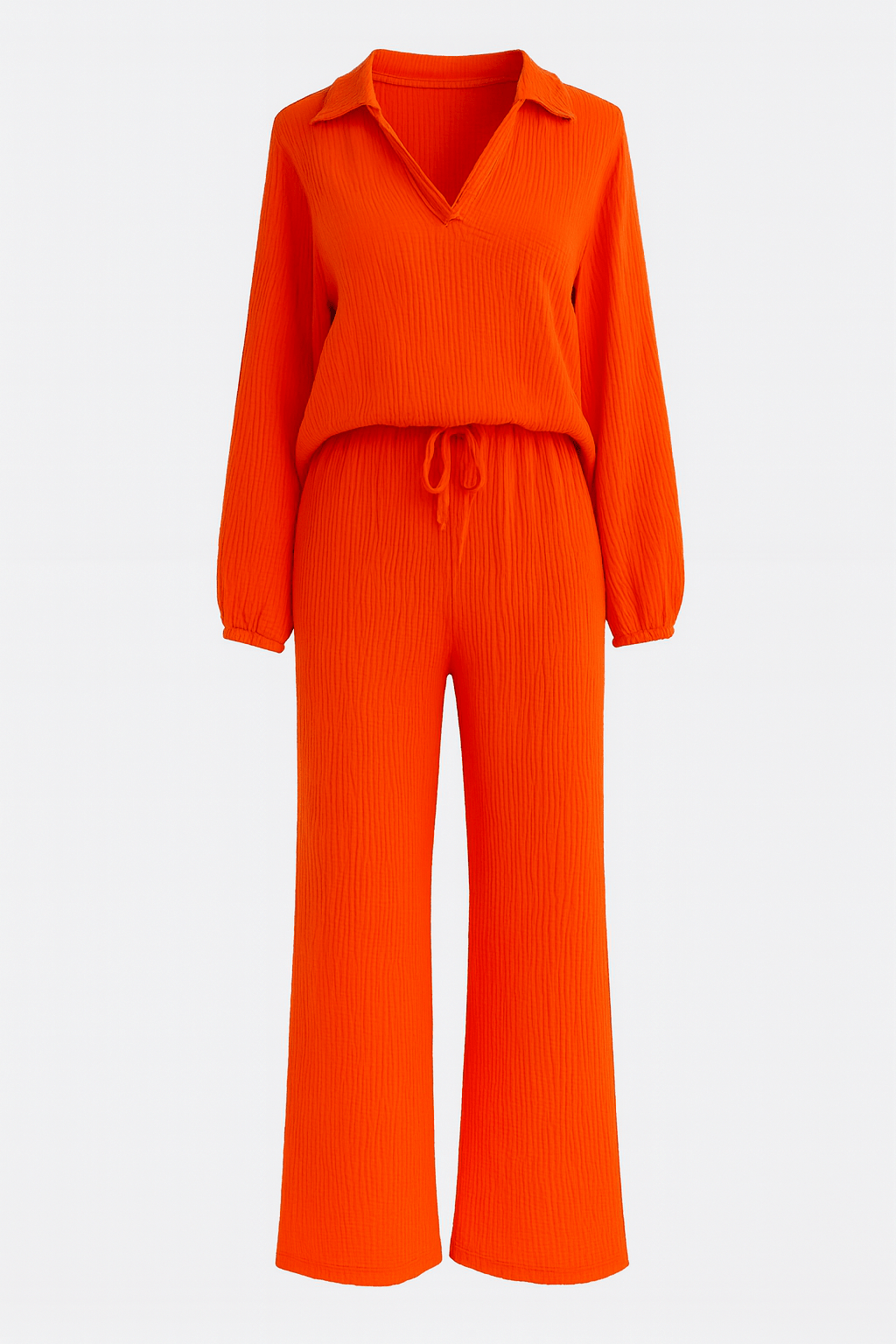 Esther, Relaxed Long-Sleeve Top & Wide-Leg Trousers Set