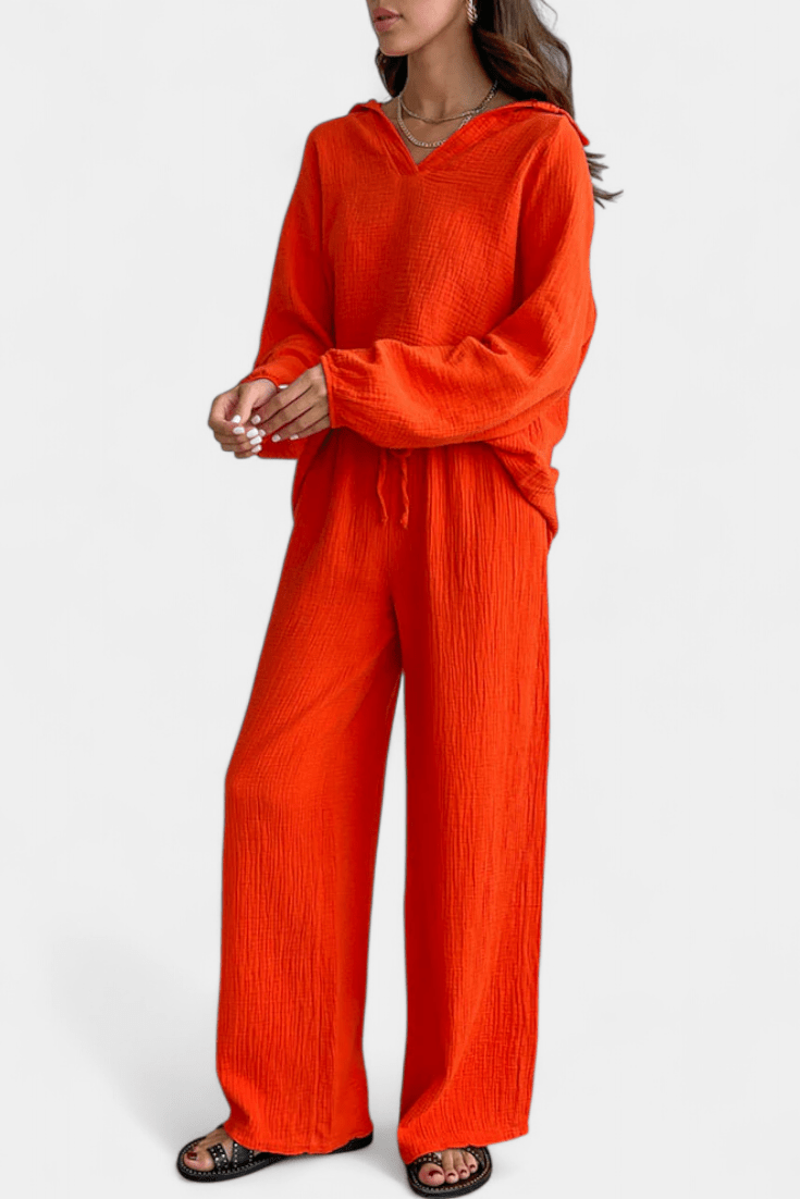 Esther, Relaxed Long-Sleeve Top & Wide-Leg Trousers Set