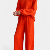 Esther, Relaxed Long-Sleeve Top & Wide-Leg Trousers Set