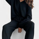 Esther, Relaxed Long-Sleeve Top & Wide-Leg Trousers Set