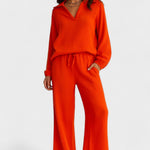 Esther, Relaxed Long-Sleeve Top & Wide-Leg Trousers Set