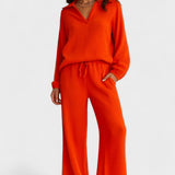 Esther, Relaxed Long-Sleeve Top & Wide-Leg Trousers Set