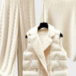 Esther, Cable-Knit Jumper, Quilted Gilet & Trousers Set