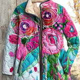 Aveline Quilted Jacket with Abstract Floral Pattern - view 2