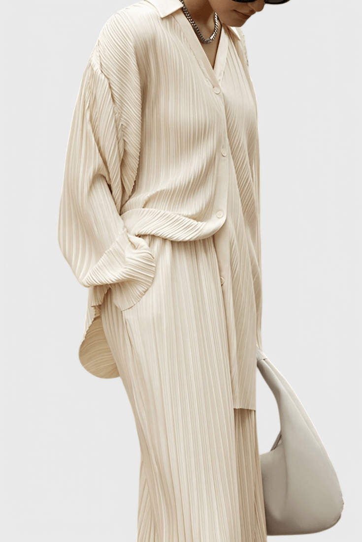 Augusta, Pleated Top & Wide-Leg Trousers Set