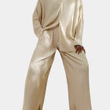 Augusta, Pleated Top & Wide-Leg Trousers Set
