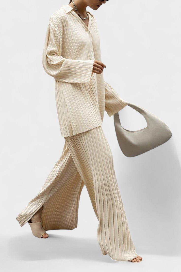 Augusta, Pleated Top & Wide-Leg Trousers Set