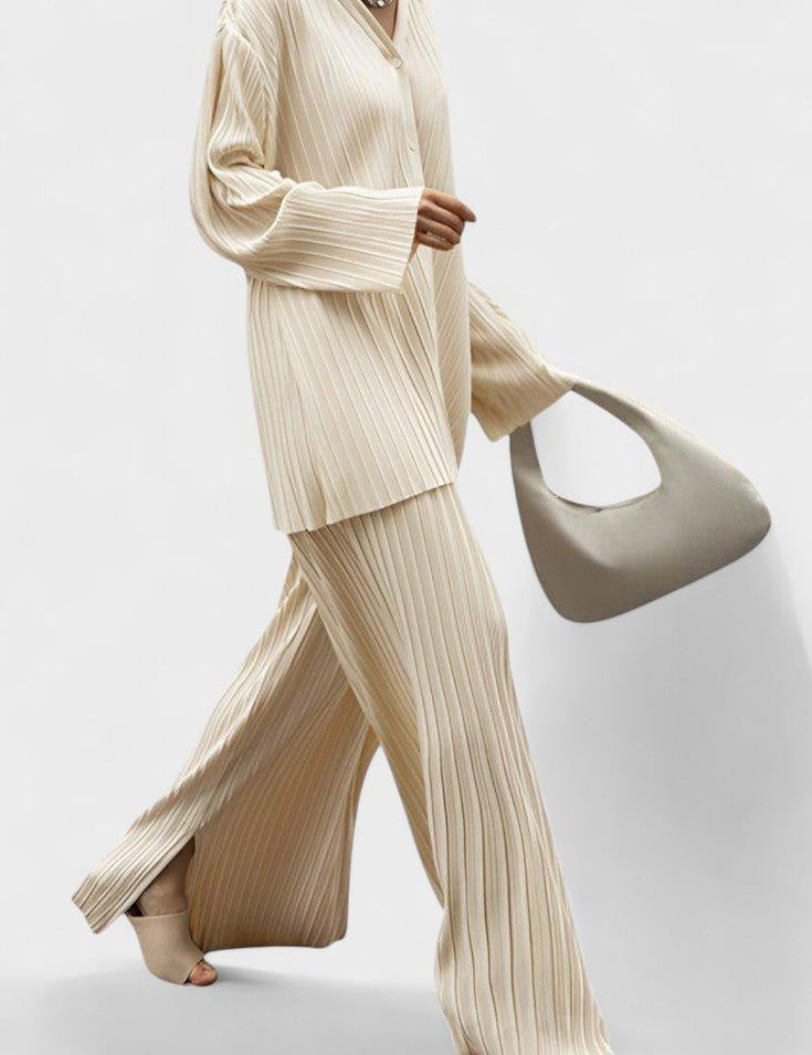 Augusta, Pleated Top & Wide-Leg Trousers Set